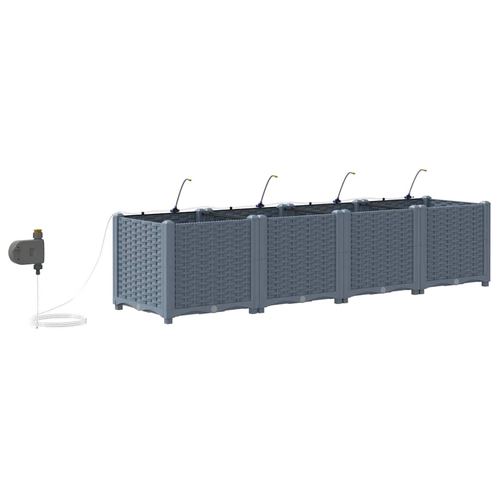 Hageblomsterpotte 4 pcs Lys Grå 160 x 40 x 37,5 cm Plast