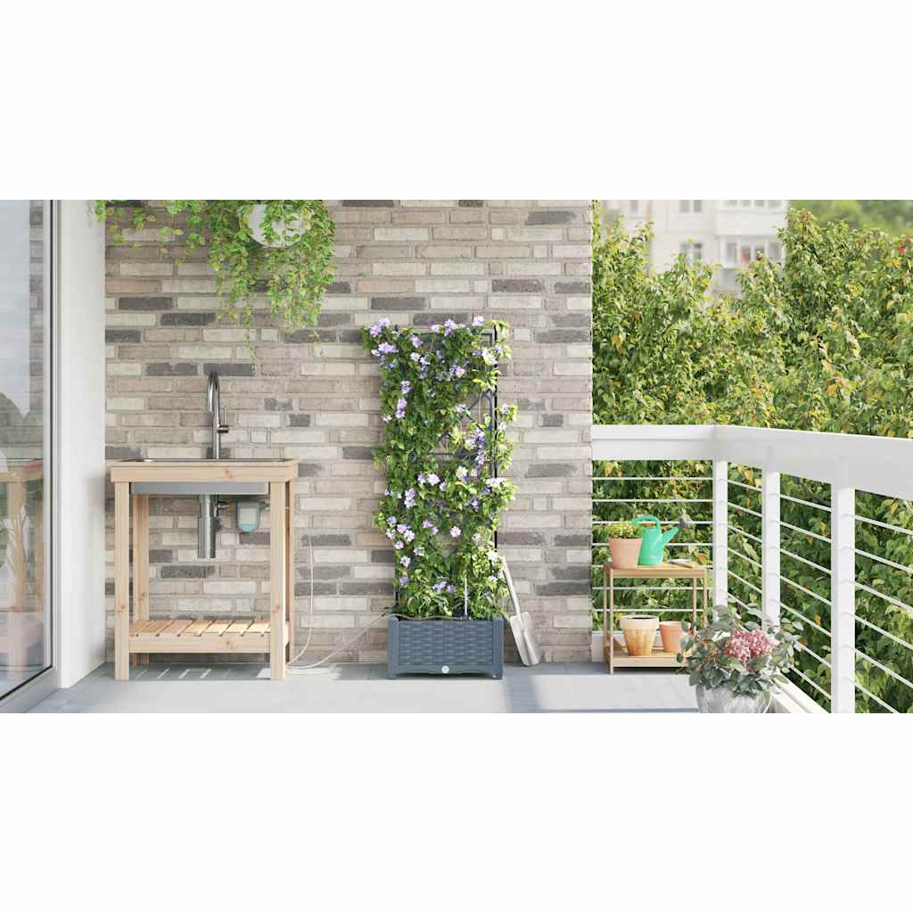 Hageblomsterpotte Lysegrå 40 x 40 x 126 cm PP