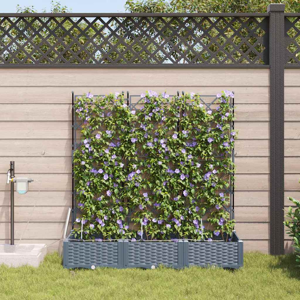 Hageblomsterpotte 3 stk. Lysegrå 120 x 40 x 126 cm PP