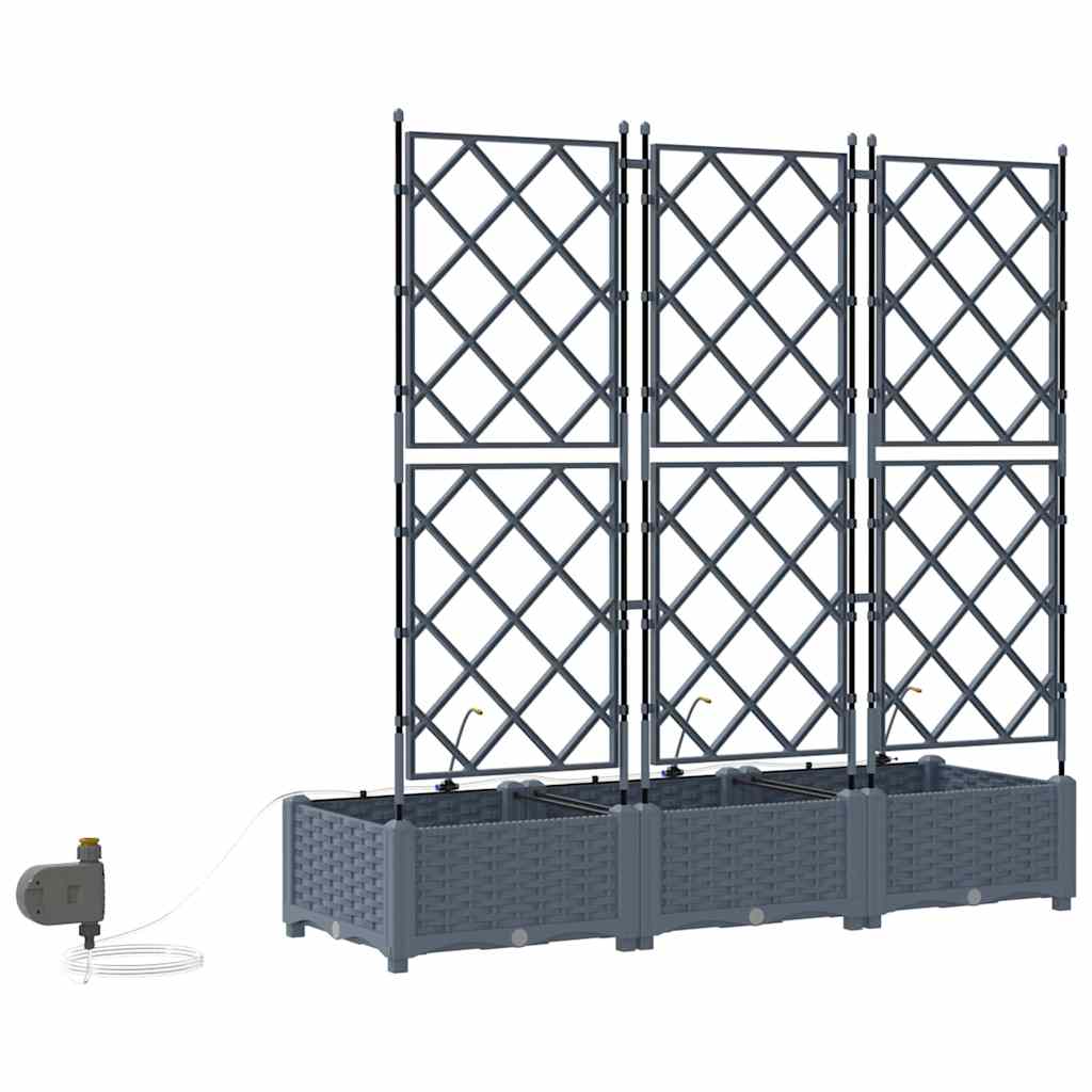 Hageblomsterpotte 3 stk. Lysegrå 120 x 40 x 126 cm PP