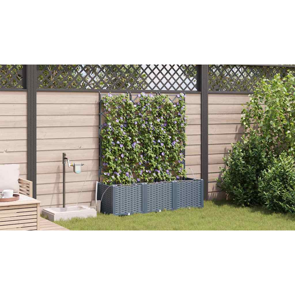Hageblomsterpotte 3 stk. Lysegrå 120 x 40 x 142 cm PP
