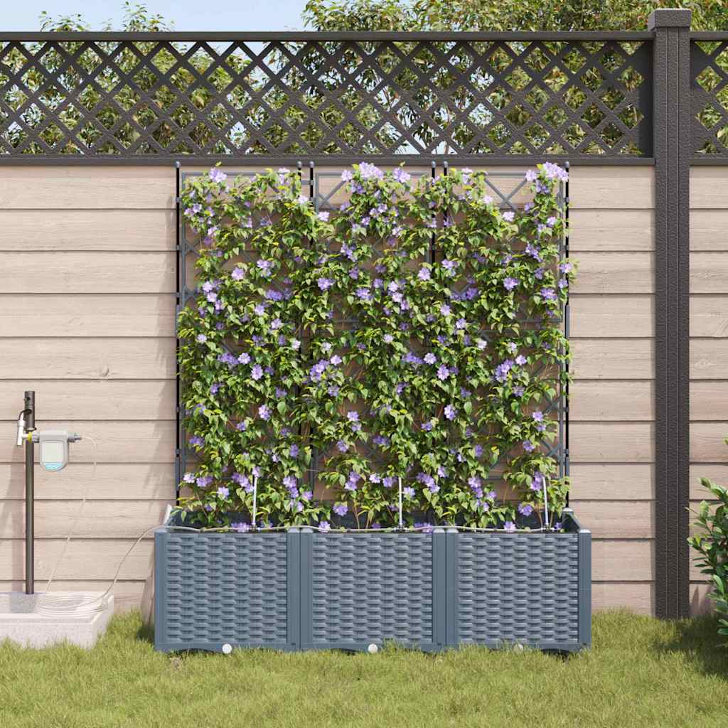 Hageblomsterpotte 3 stk. Lysegrå 120 x 40 x 142 cm PP