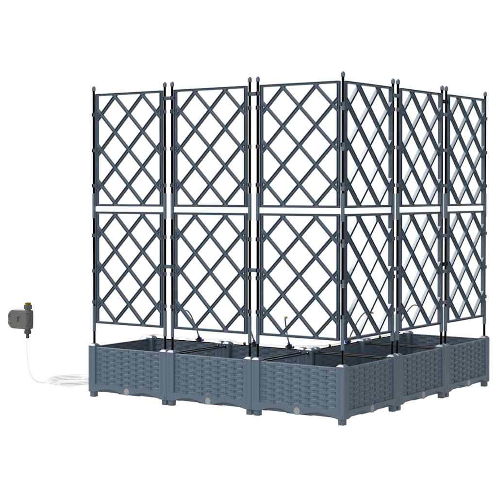 Hageblomsterpotte 5 pcs Lys Grå 120 x 120 x 126 cm Plast