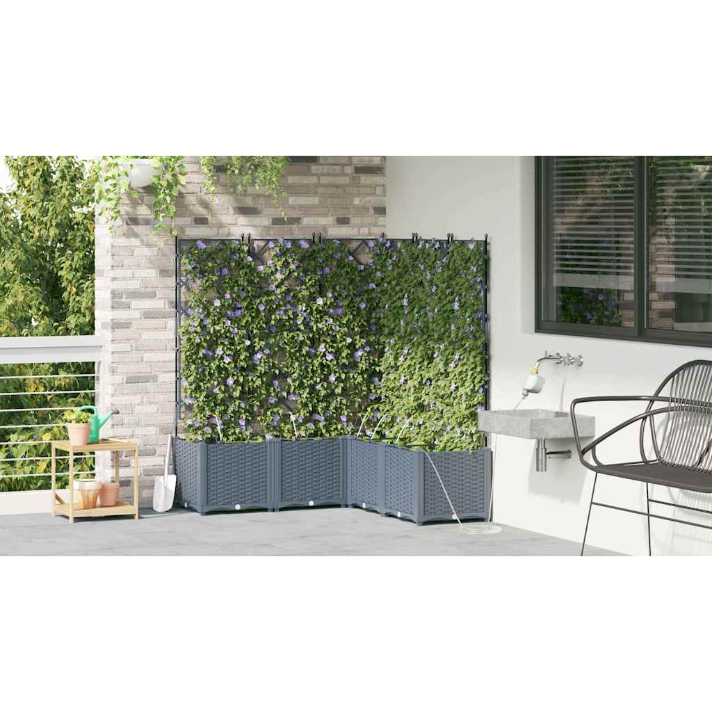 Hageblomsterpotte 5 stk. Lysegrå 120 x 120 x 142 cm PP