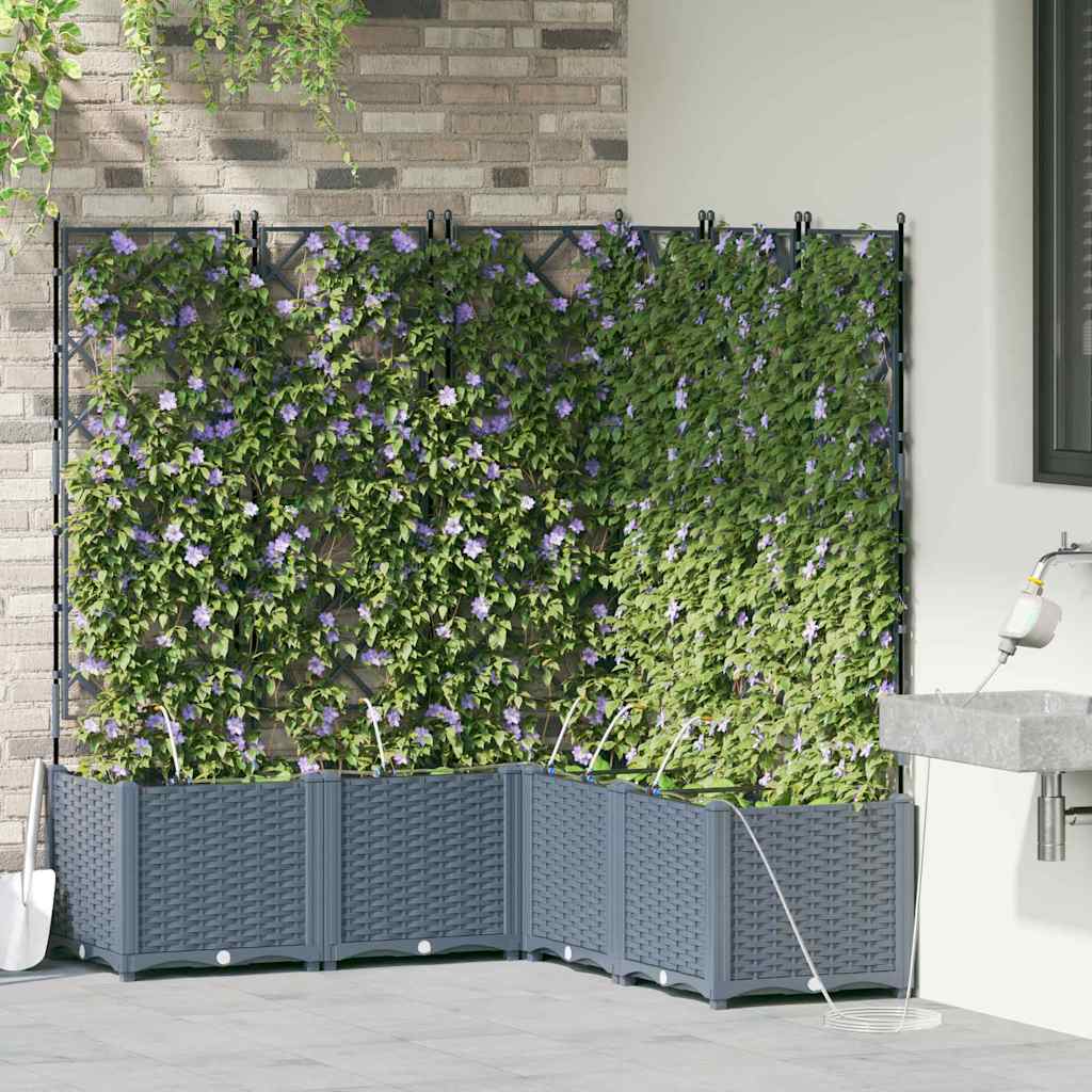Hageblomsterpotte 5 stk. Lysegrå 120 x 120 x 142 cm PP
