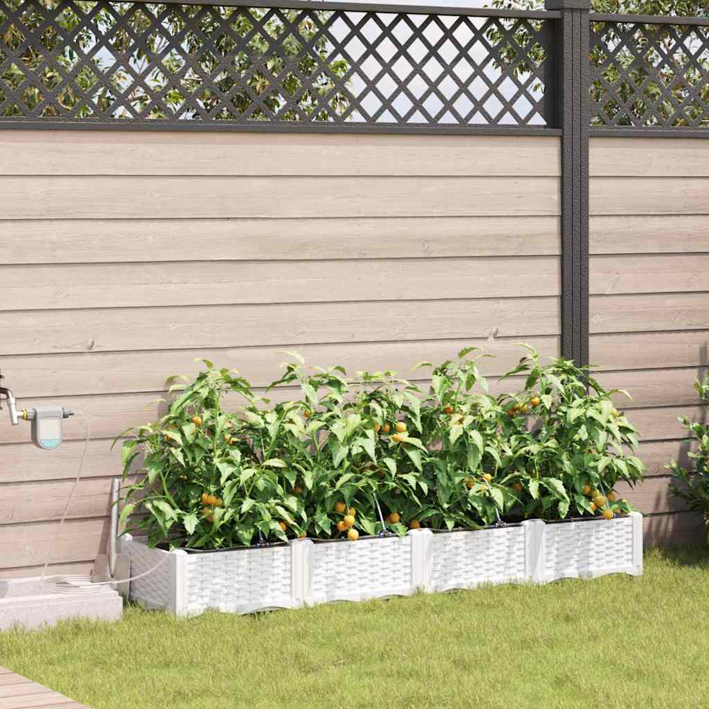 Hageblomsterpotte 4 pcs Hvit 160 x 40 x 22 cm Plast