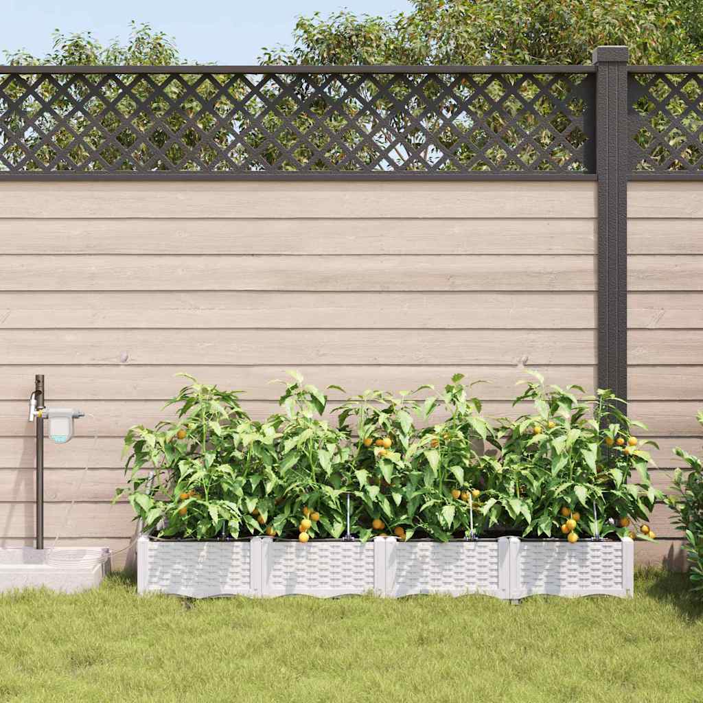Hageblomsterpotte 4 pcs Hvit 160 x 40 x 22 cm Plast