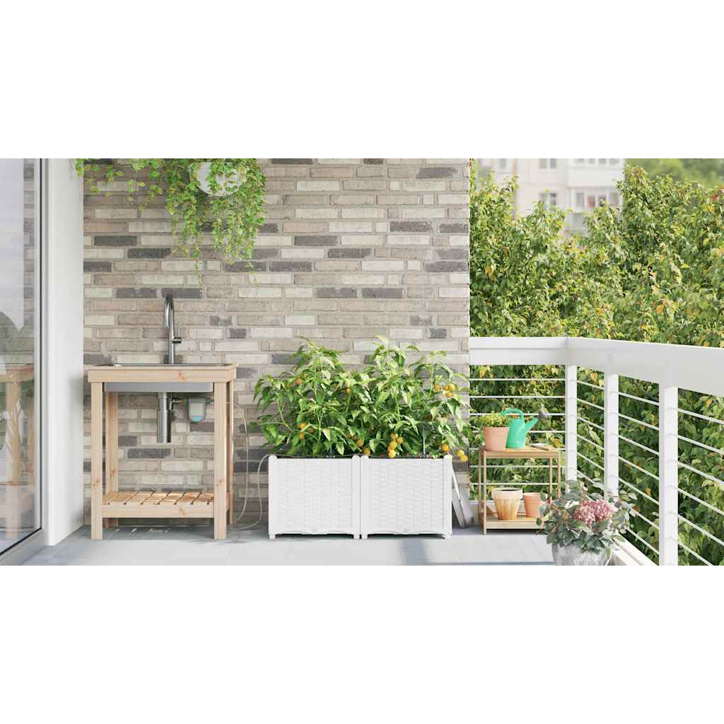 Hageblomsterpotte 2 stk. Hvit 80 x 40 x 37,5 cm PP