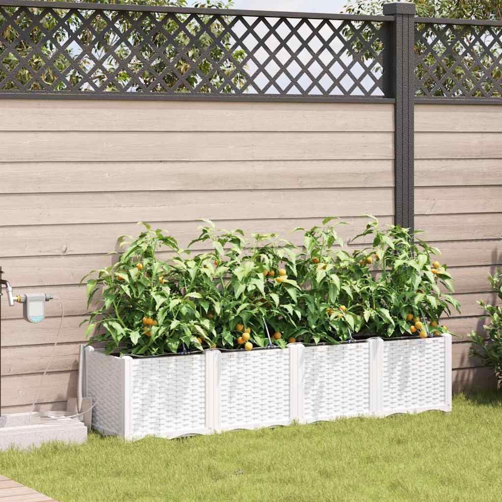 Hageblomsterpotte 4 stk. Hvit 160 x 40 x 37,5 cm PP