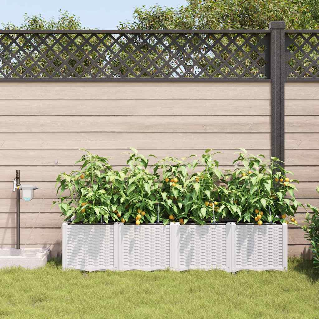 Hageblomsterpotte 4 stk. Hvit 160 x 40 x 37,5 cm PP