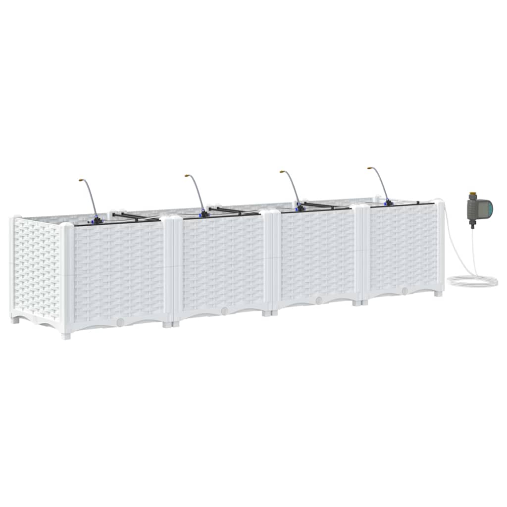 Hageblomsterpotte 4 stk. Hvit 160 x 40 x 37,5 cm PP