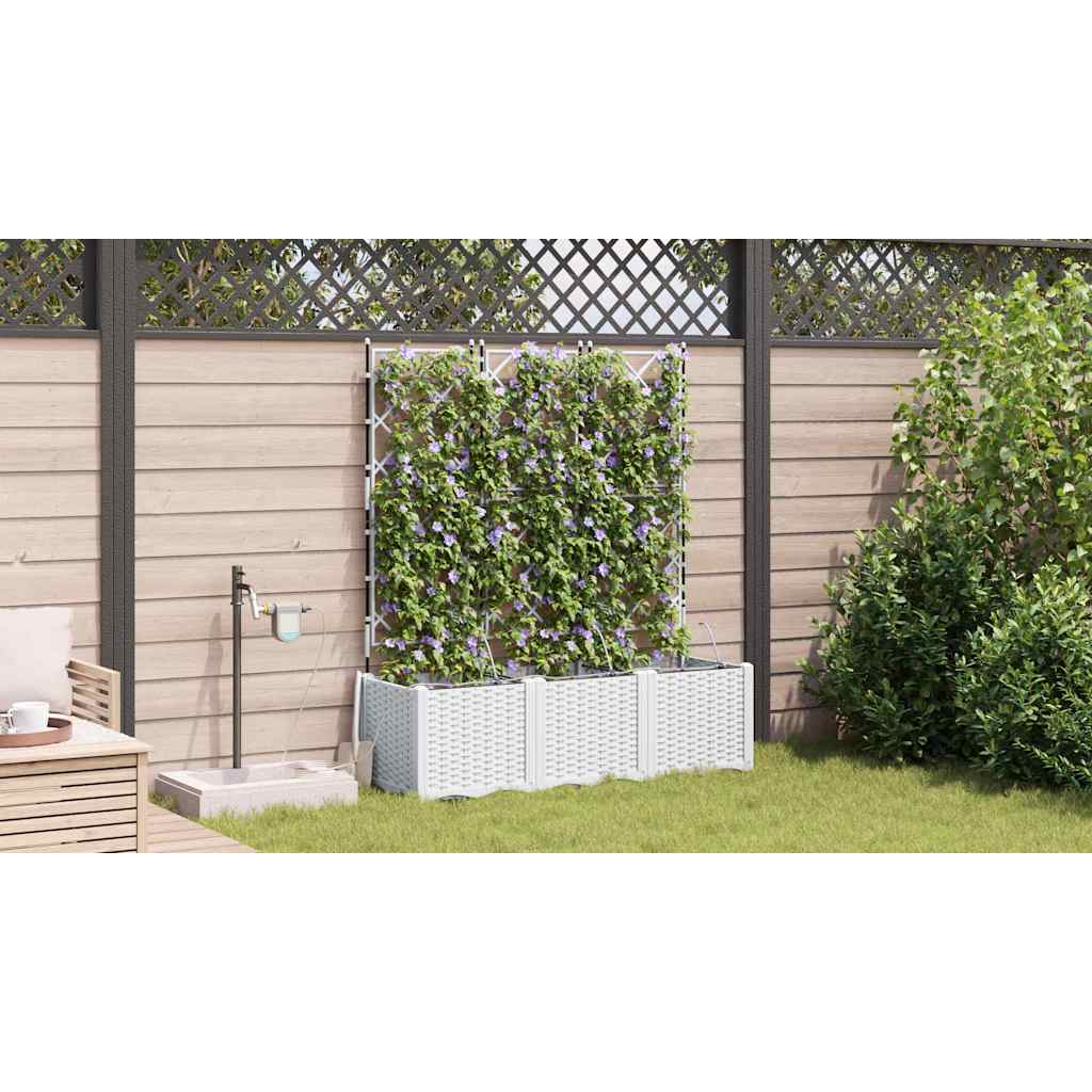 Hageblomsterpotte 3 pcs Hvit 120 x 40 x 142 cm Plast