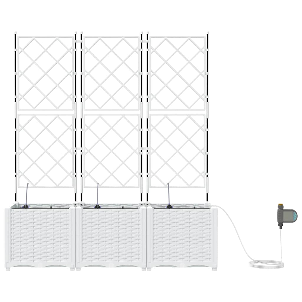 Hageblomsterpotte 3 pcs Hvit 120 x 40 x 142 cm Plast