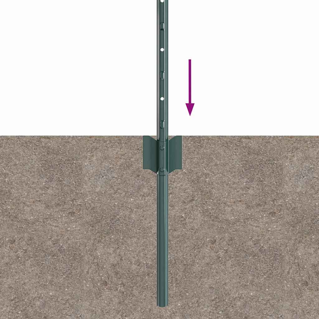 Innebygd gjerdepåle 5 stk. Grønn 80 cm Pulverlakkert stål