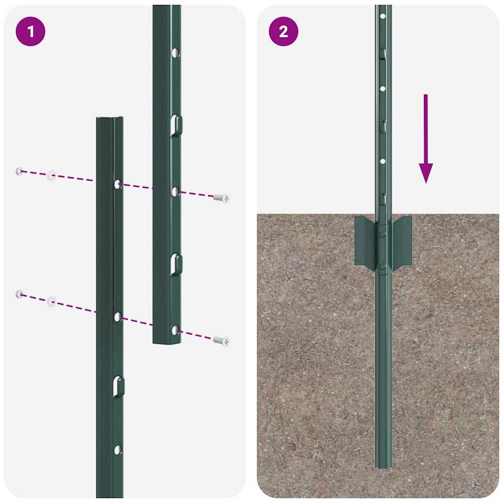 Innebygd gjerdepåle 11 pcs Grønn 180 cm Pulverlakkert stål
