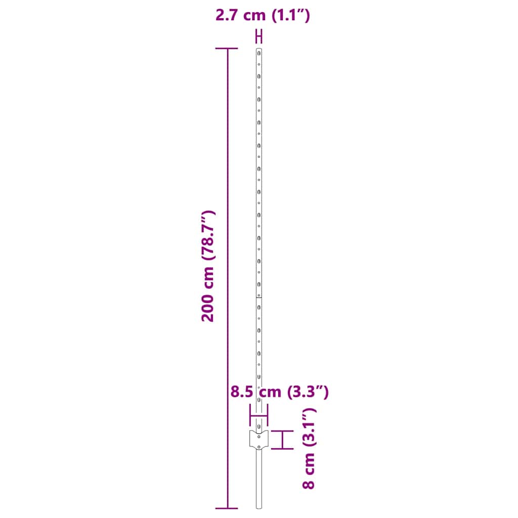 Innebygd gjerdepåle 5 pcs Grønn 200 cm Pulverlakkert stål