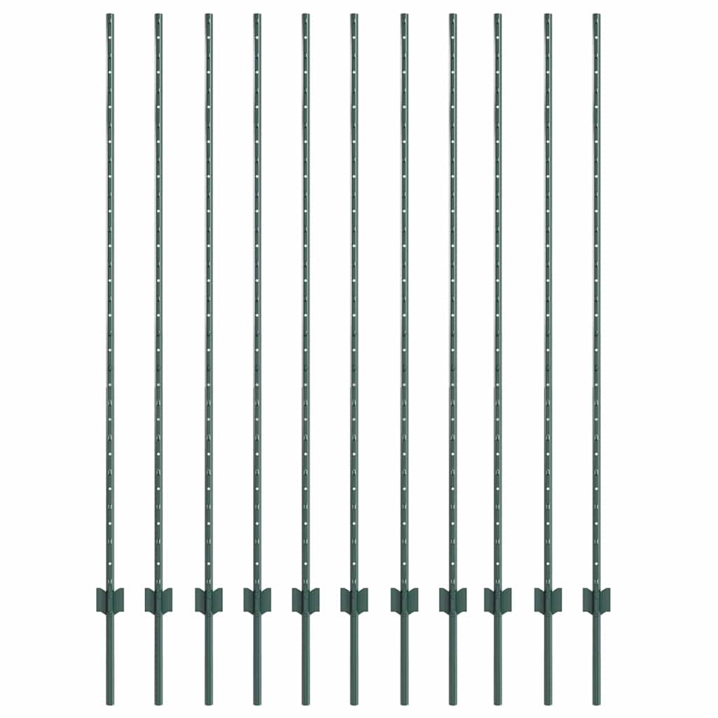 Innebygd gjerdepåle 11 pcs Grønn 200 cm Pulverlakkert stål