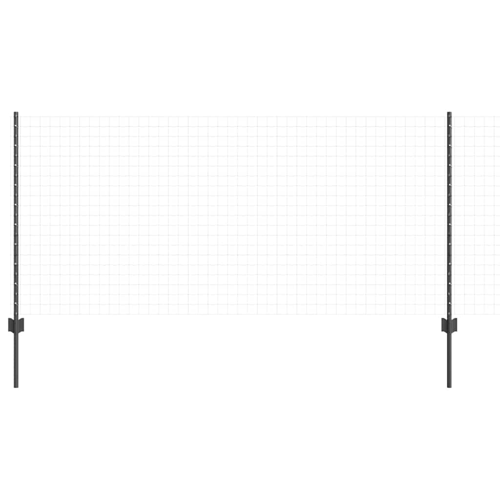 Innebygd gjerdepåle 5 stk. Grå 140 cm Pulverlakkert stål