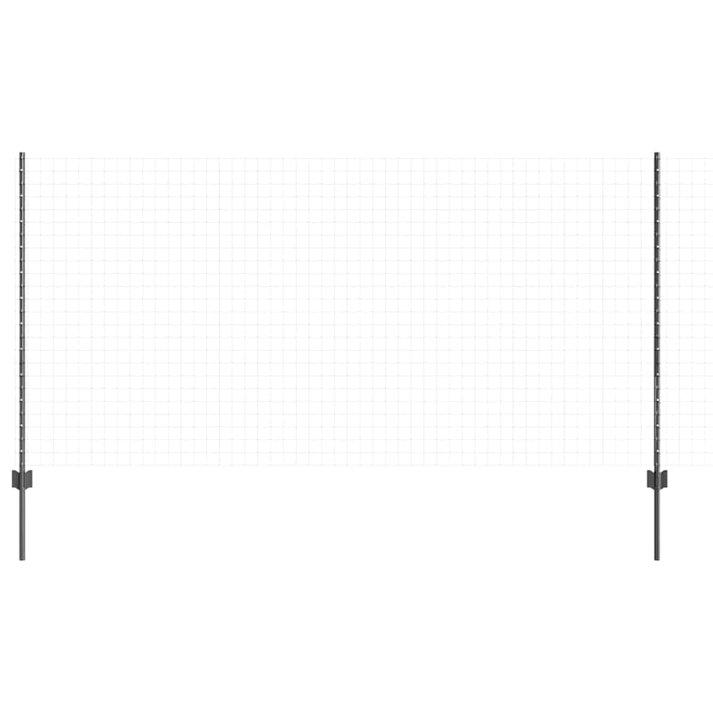 Innebygd gjerdepåle 5 stk. Grå 160 cm Pulverlakkert stål