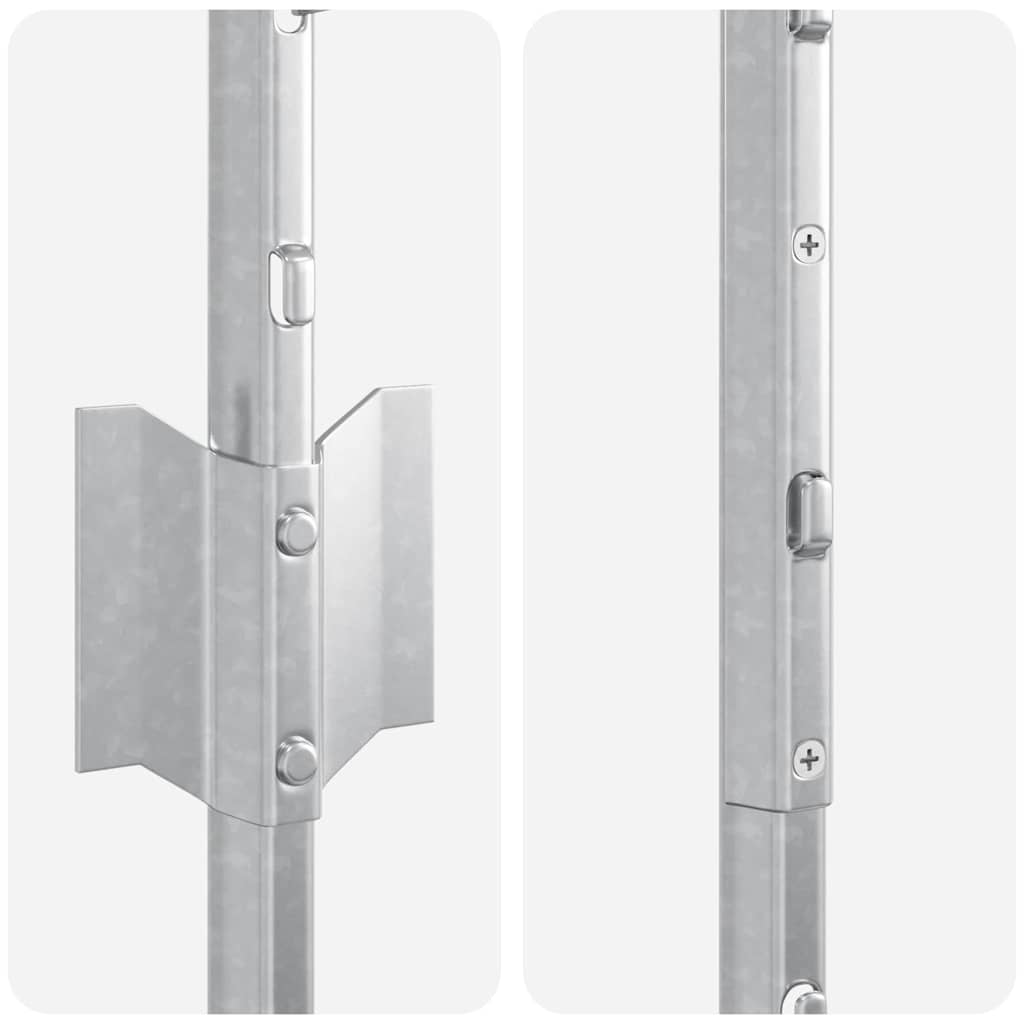 Innebygd gjerdepåle 5 pcs Sølv 160 cm Pulverlakkert stål
