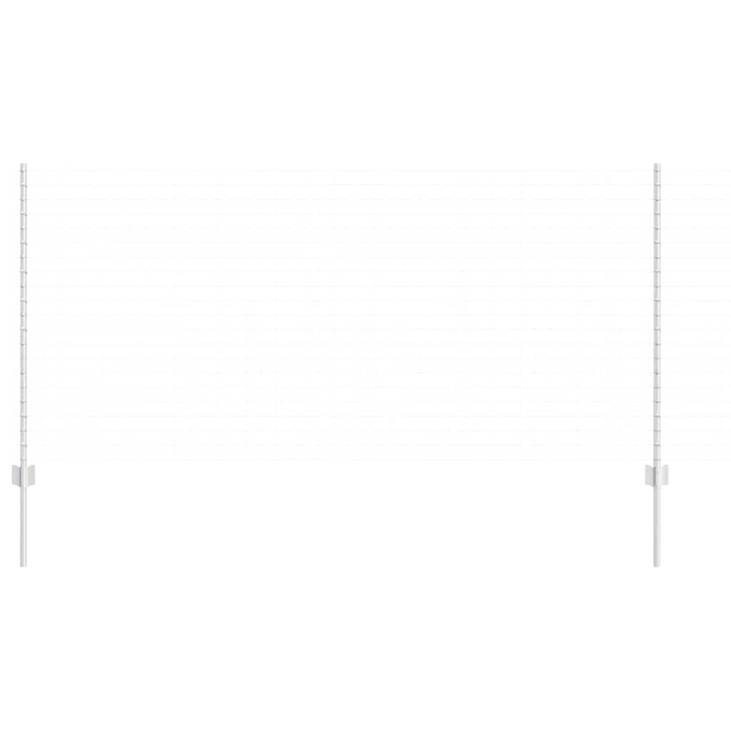 Innebygd gjerdepåle 5 pcs Sølv 160 cm Pulverlakkert stål