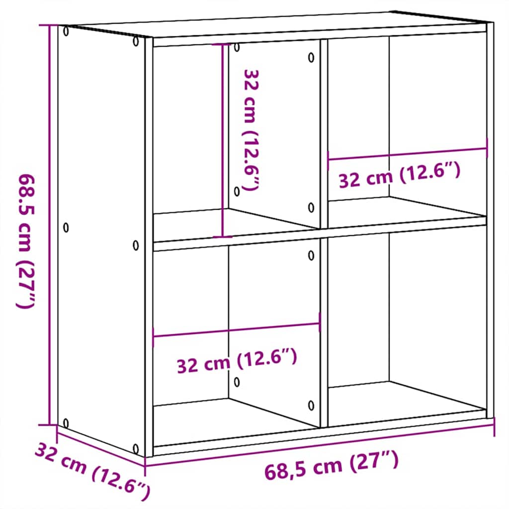 Bokhylle Svart Eik 68,5 x 32 x 68,5 cm
