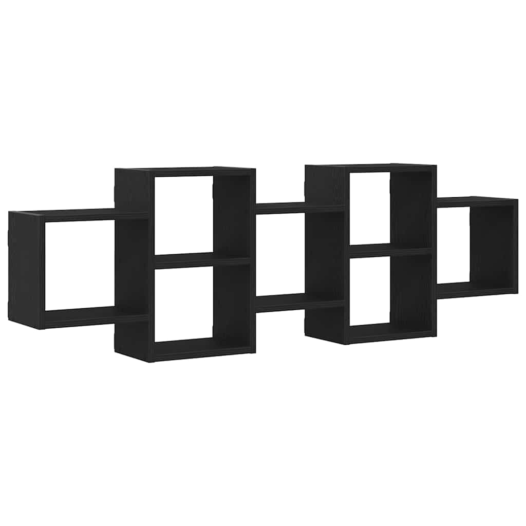 Vegghylle svart eik 129x18x42 cm konstruert tre