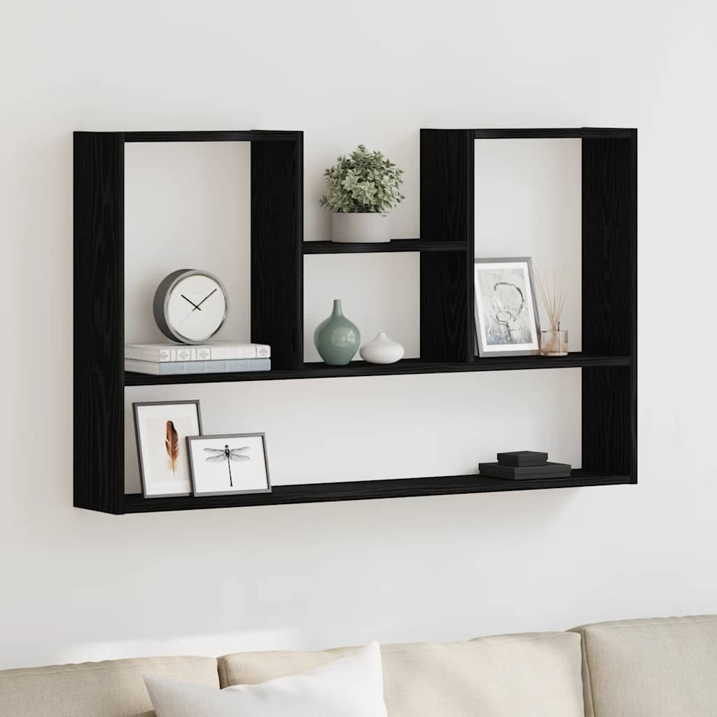 Vegghylle svart eik 99x15x60 cm konstruert tre