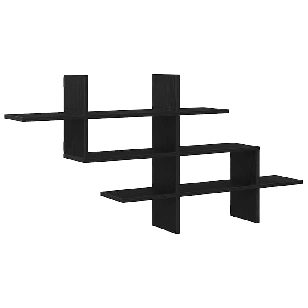 Vegghylle svart eik 124,5x18x60,5 cm konstruert tre