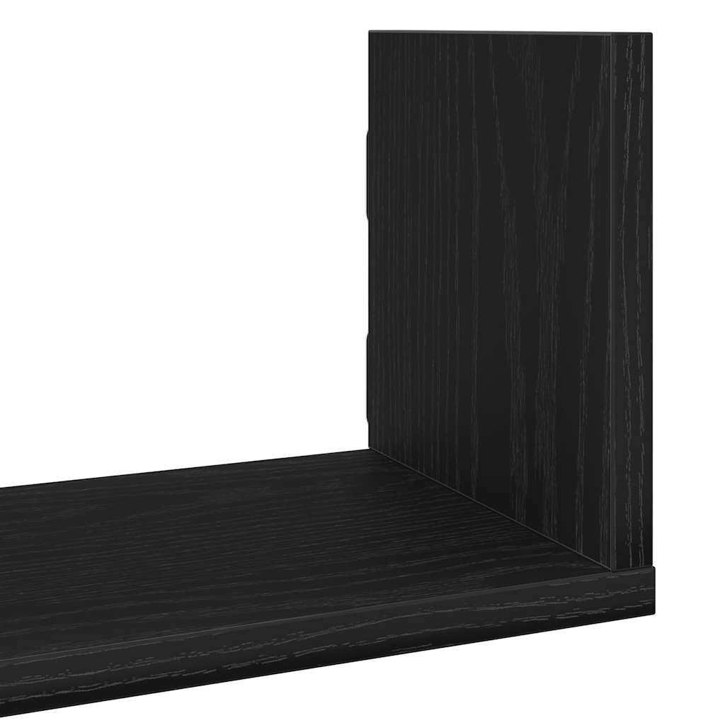 Vegghyller 3 stk svart eik 58x18x18 cm konstruert tre