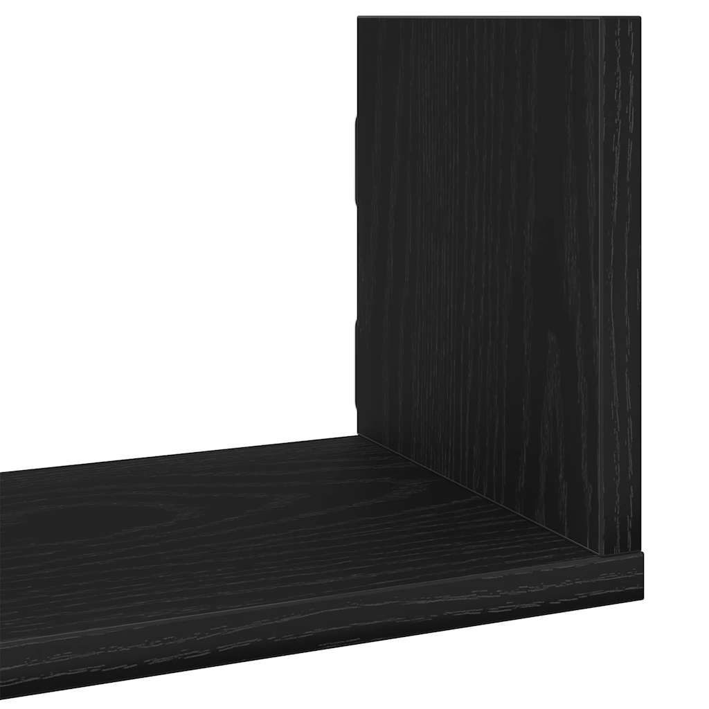 Vegghyller 3 stk svart eik 80x18x18 cm konstruert tre