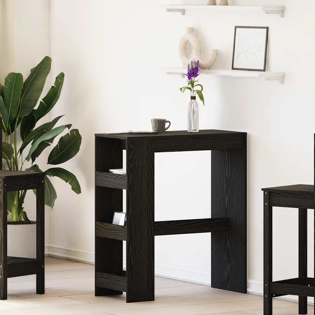 Barbord med hyller svart eik 90x40x103,5 cm konstruert tre