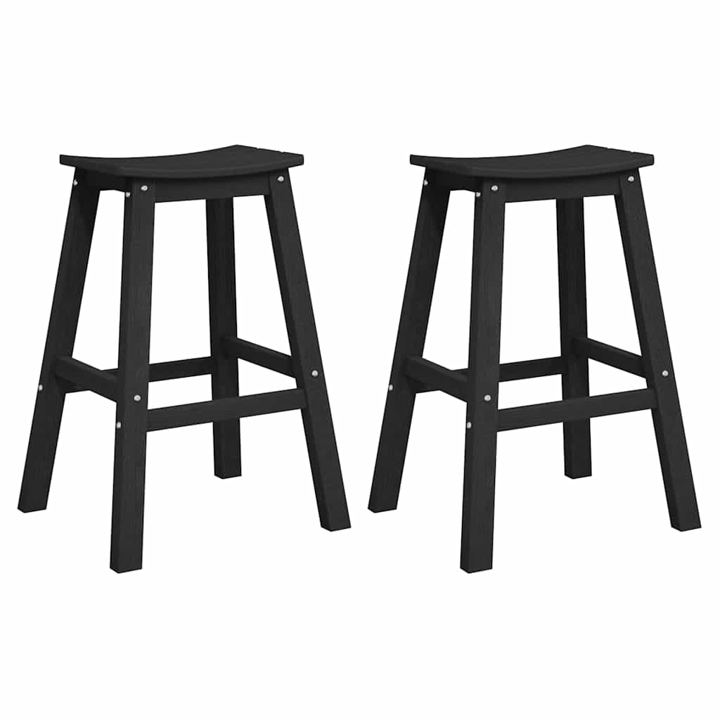 Barstol 2 pcs Svart 52 x 43 x 73,5 cm HDPE