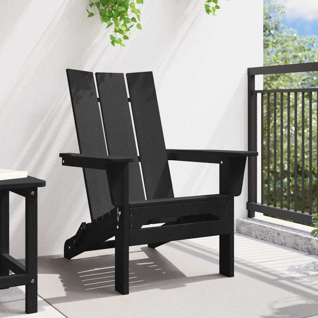 Folding Adirondack Stol Svart 80,5 x 74,5 x 92 cm HDPE