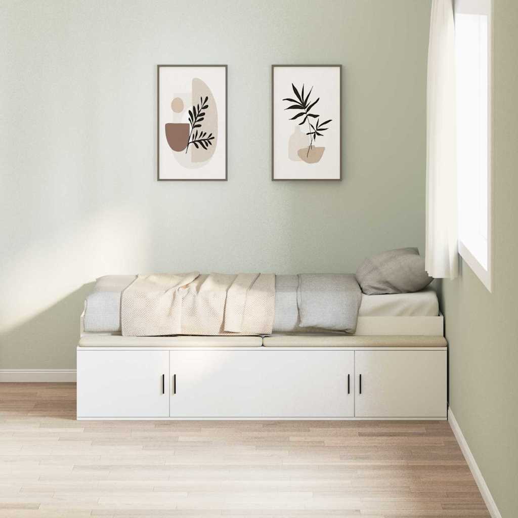 Sengestamme med skuff Hvit 100 x 200 cm Konstruert tre
