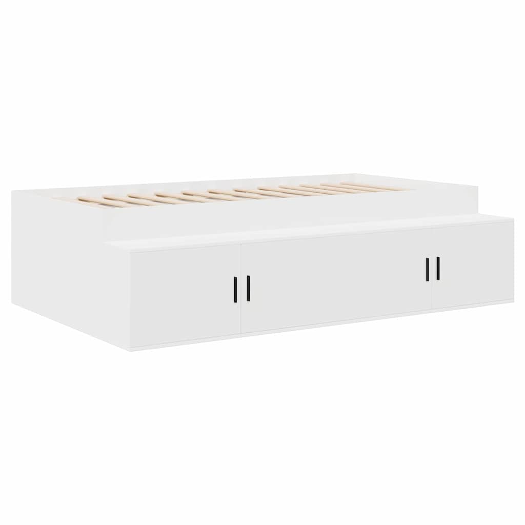 Sengestamme med skuff Hvit 100 x 200 cm Konstruert tre