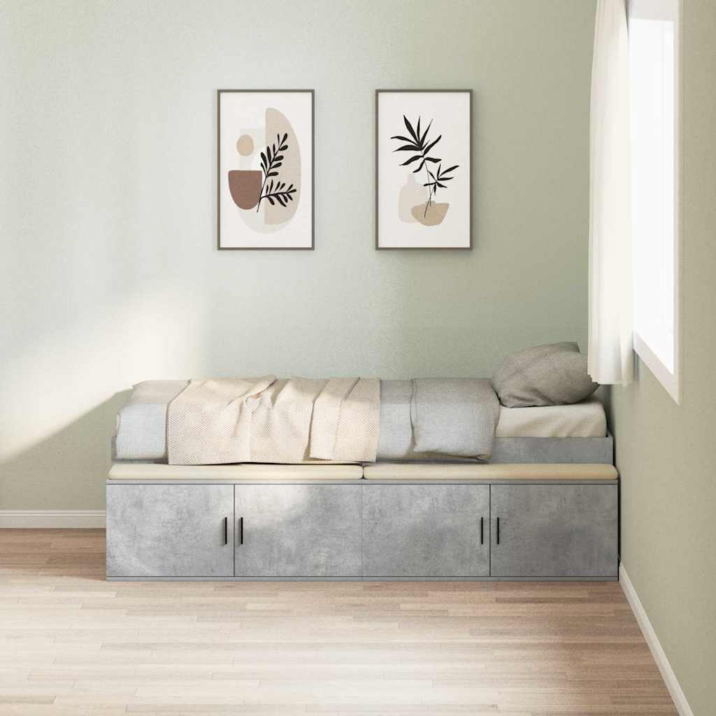 Sengestamme med skuff Betonggrå 100 x 200 cm Konstruert tre
