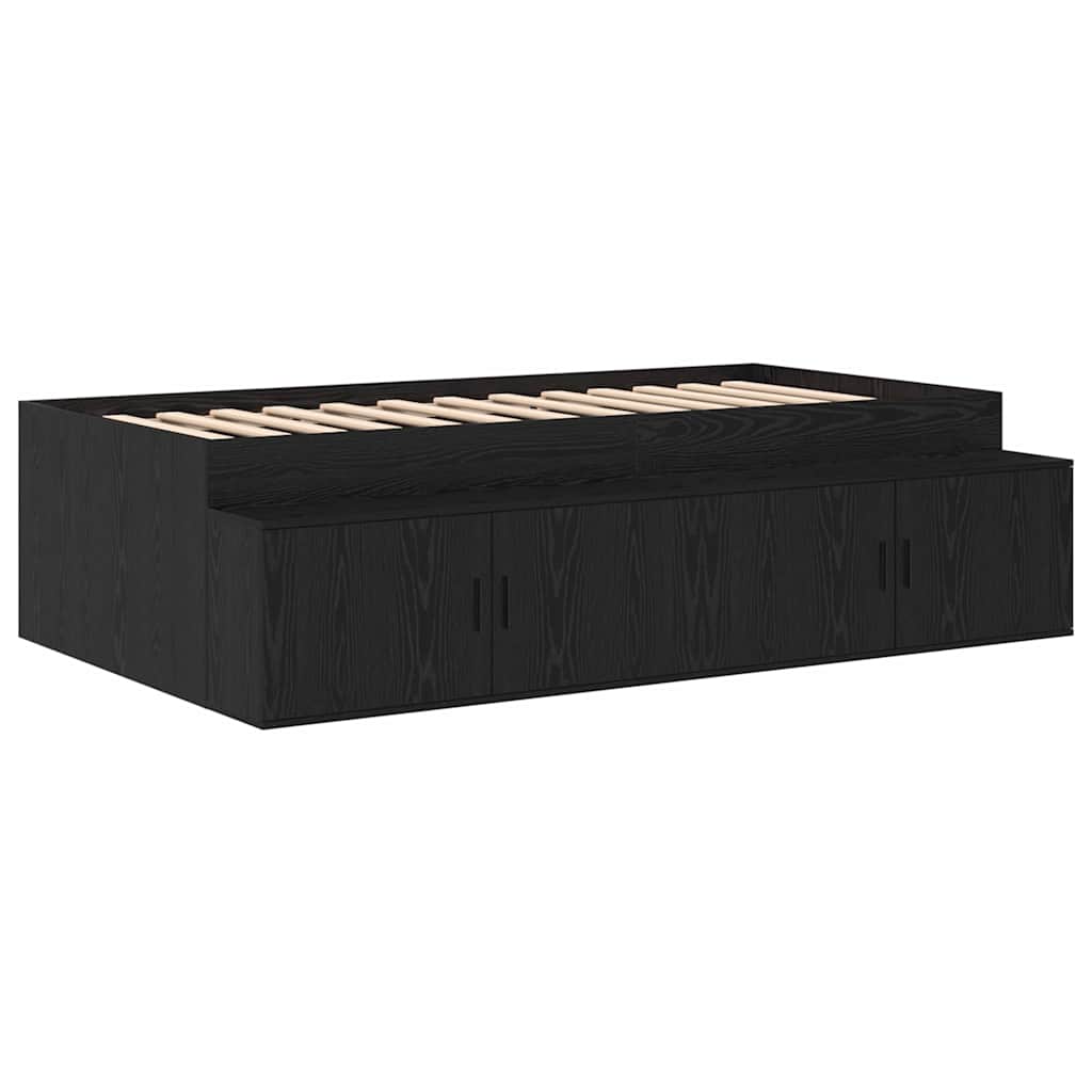 Sengestamme med skuff Svart Eik 90 x 200 cm Konstruert tre