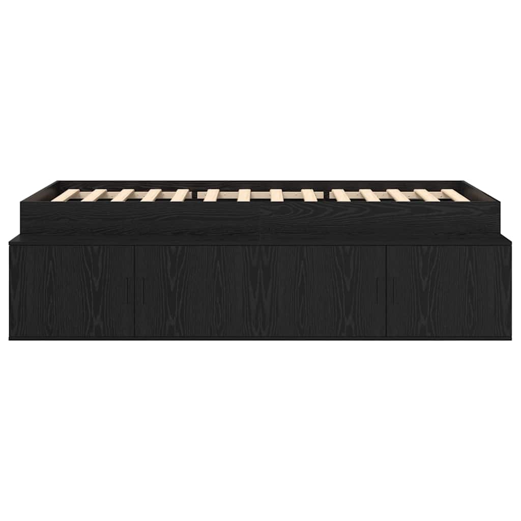 Sengestamme med skuff Svart Eik 90 x 200 cm Konstruert tre