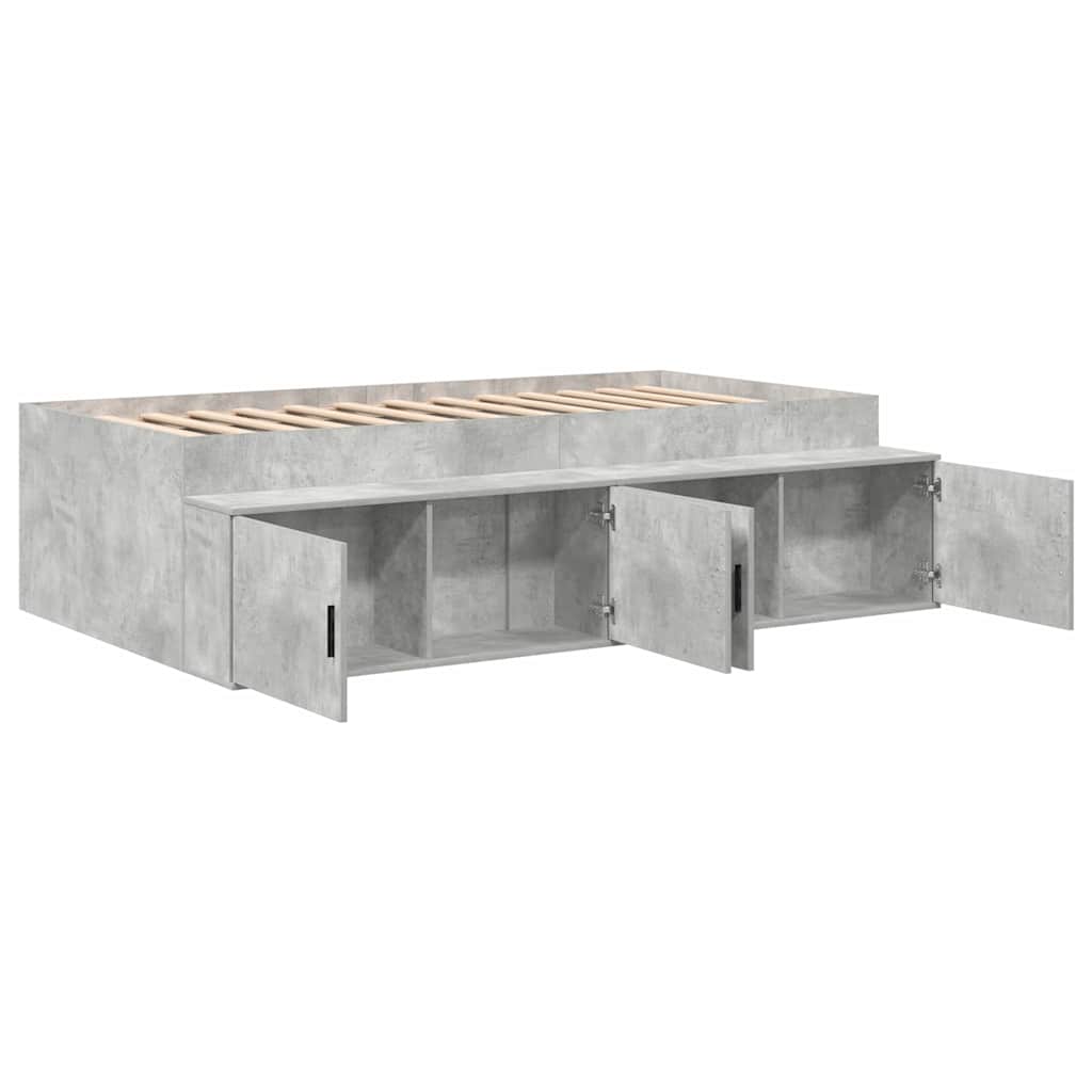 Sengestamme med skuff Betonggrå 90 x 200 cm Konstruert tre