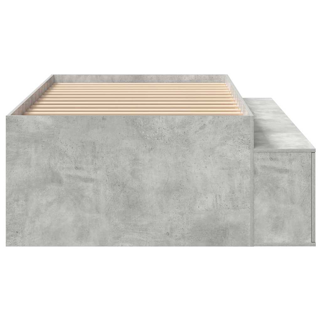 Sengestamme med skuff Betonggrå 90 x 200 cm Konstruert tre