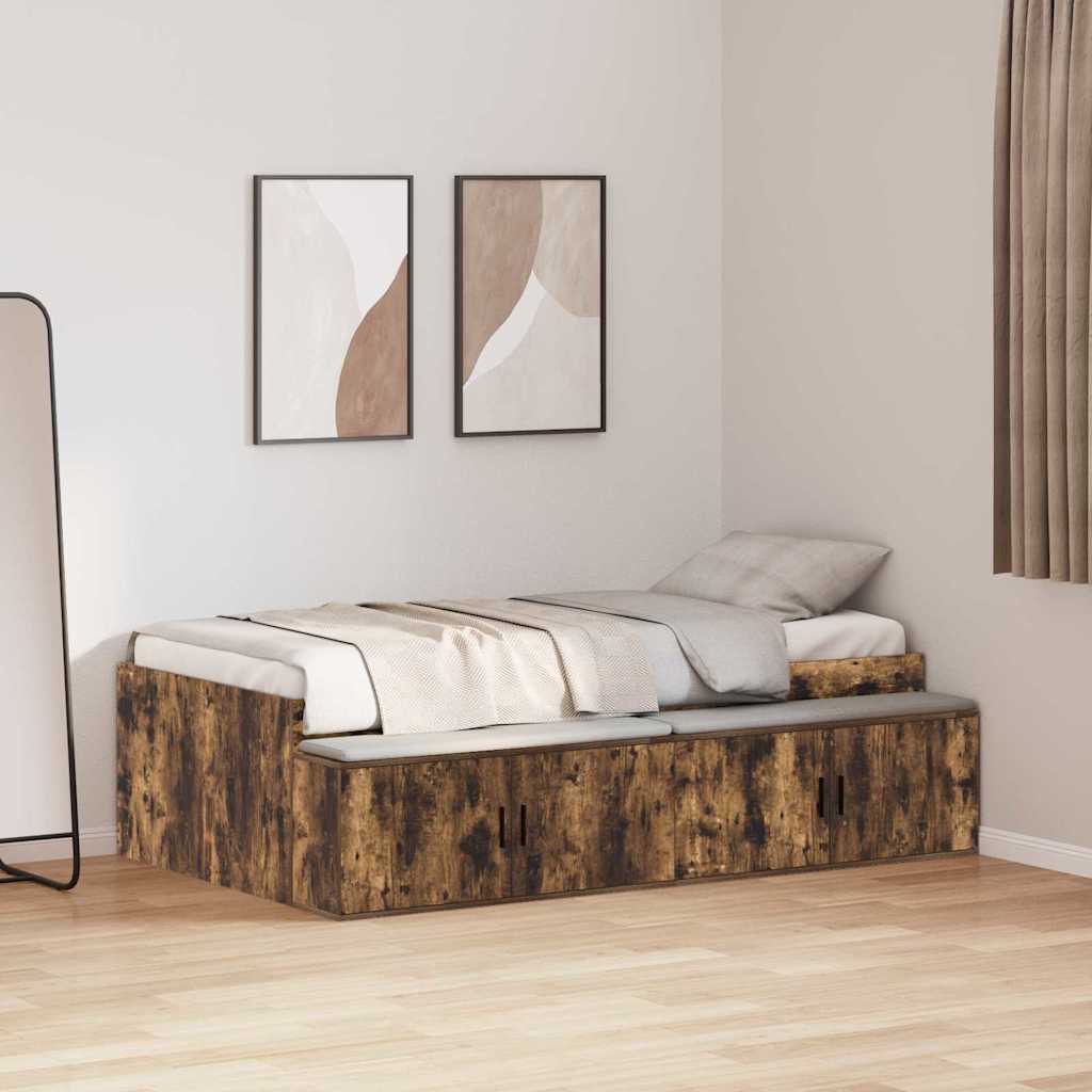 Sengestamme med skuff Røkt eik 90 x 200 cm Konstruert tre