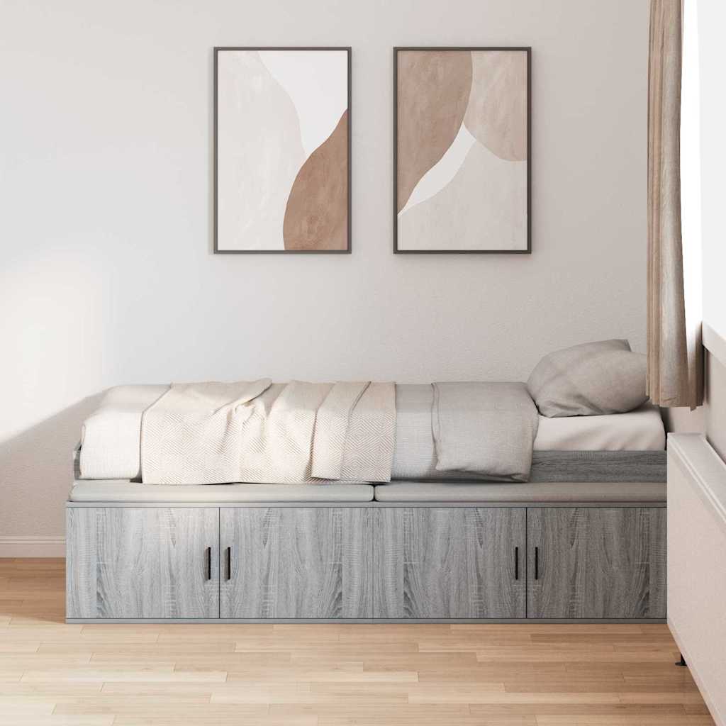 Sengestamme med skuff Grå Sonoma 90 x 200 cm Konstruert tre