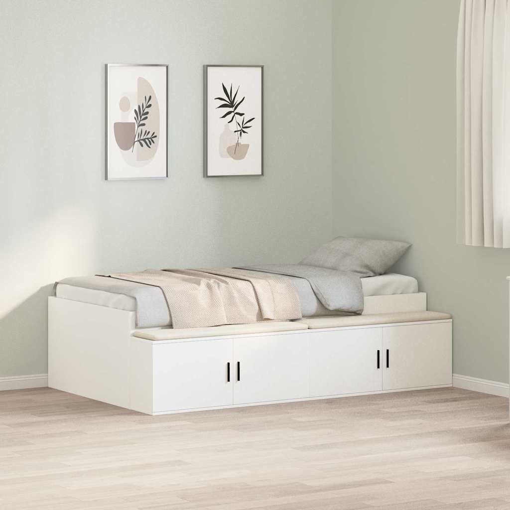 Sengestamme med skuff Hvit 90 x 190 cm Konstruert tre