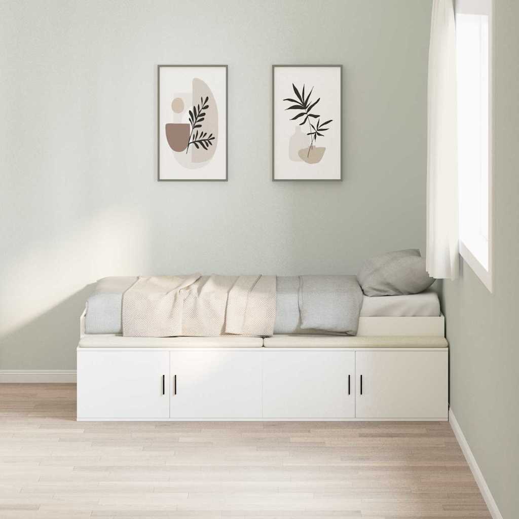 Sengestamme med skuff Hvit 90 x 190 cm Konstruert tre