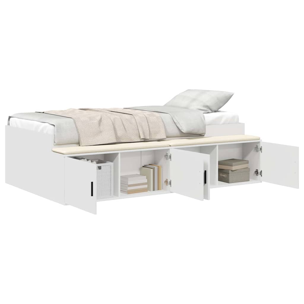 Sengestamme med skuff Hvit 90 x 190 cm Konstruert tre