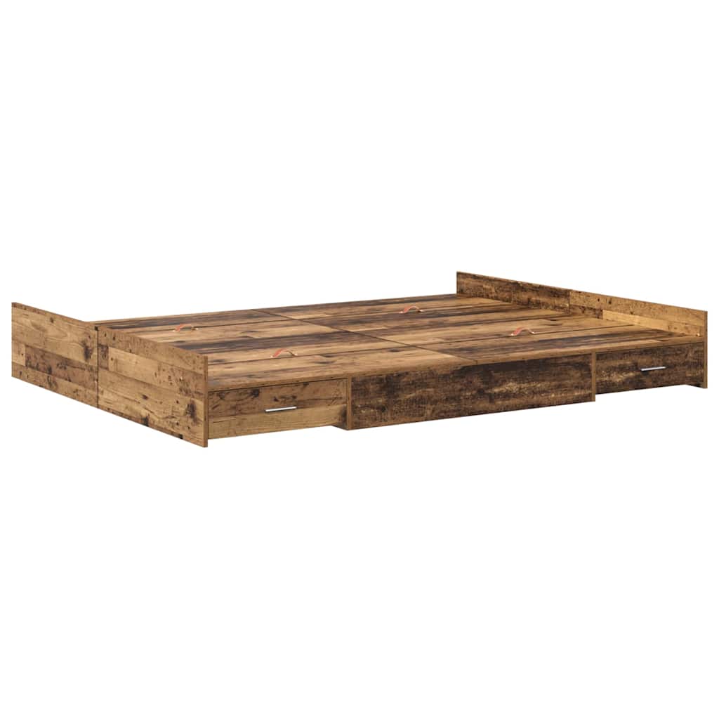 Seng med lagring Gamle tre 140 x 190 cm Konstruert tre