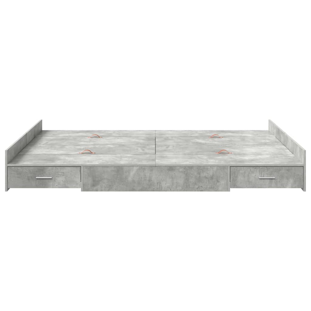 Seng med lagring Betonggrå 135 x 190 cm Konstruert tre