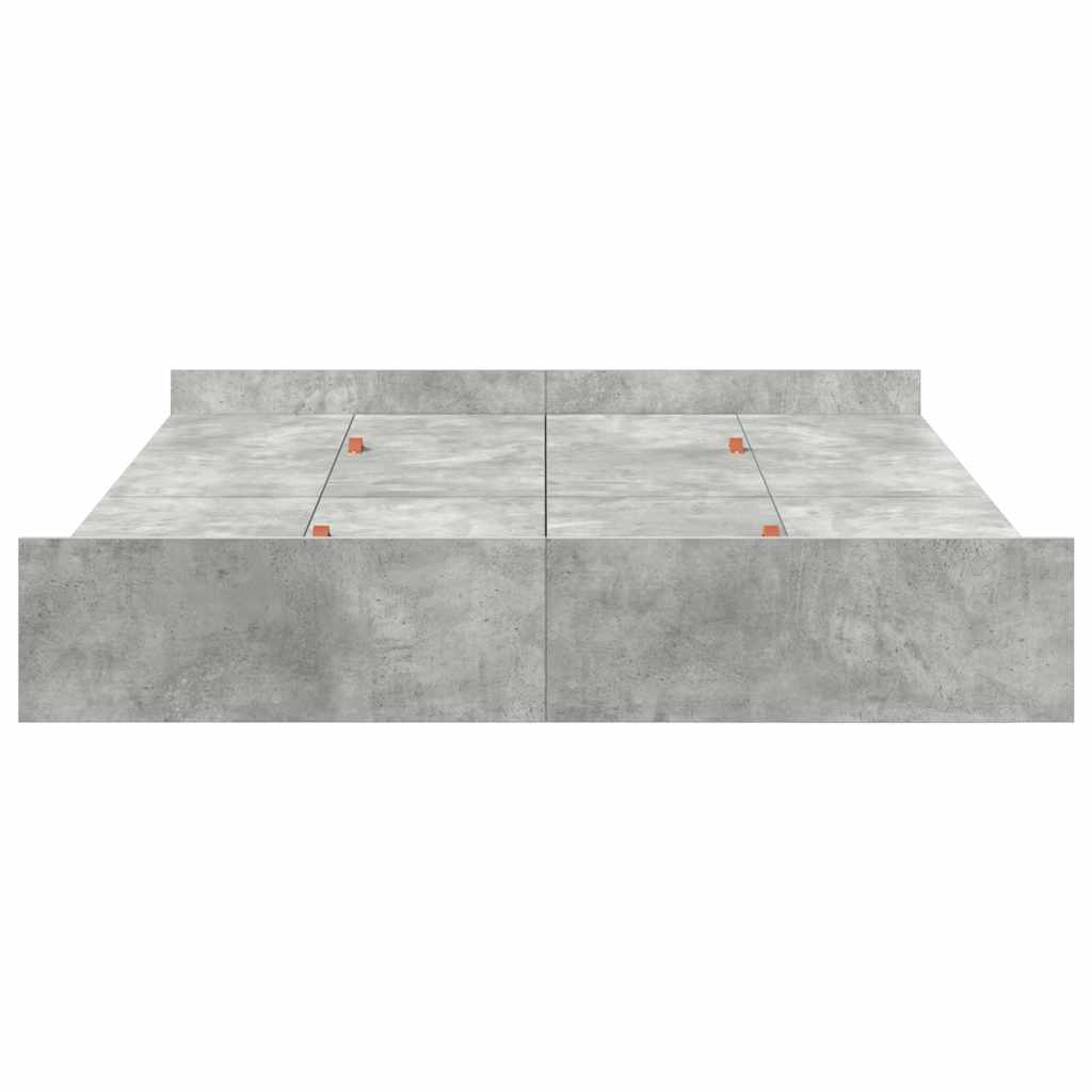 Seng med lagring Betonggrå 135 x 190 cm Konstruert tre