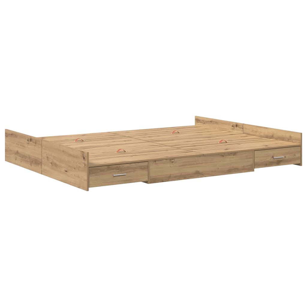 Seng med lagring Artisan Eik 135 x 190 cm Konstruert tre